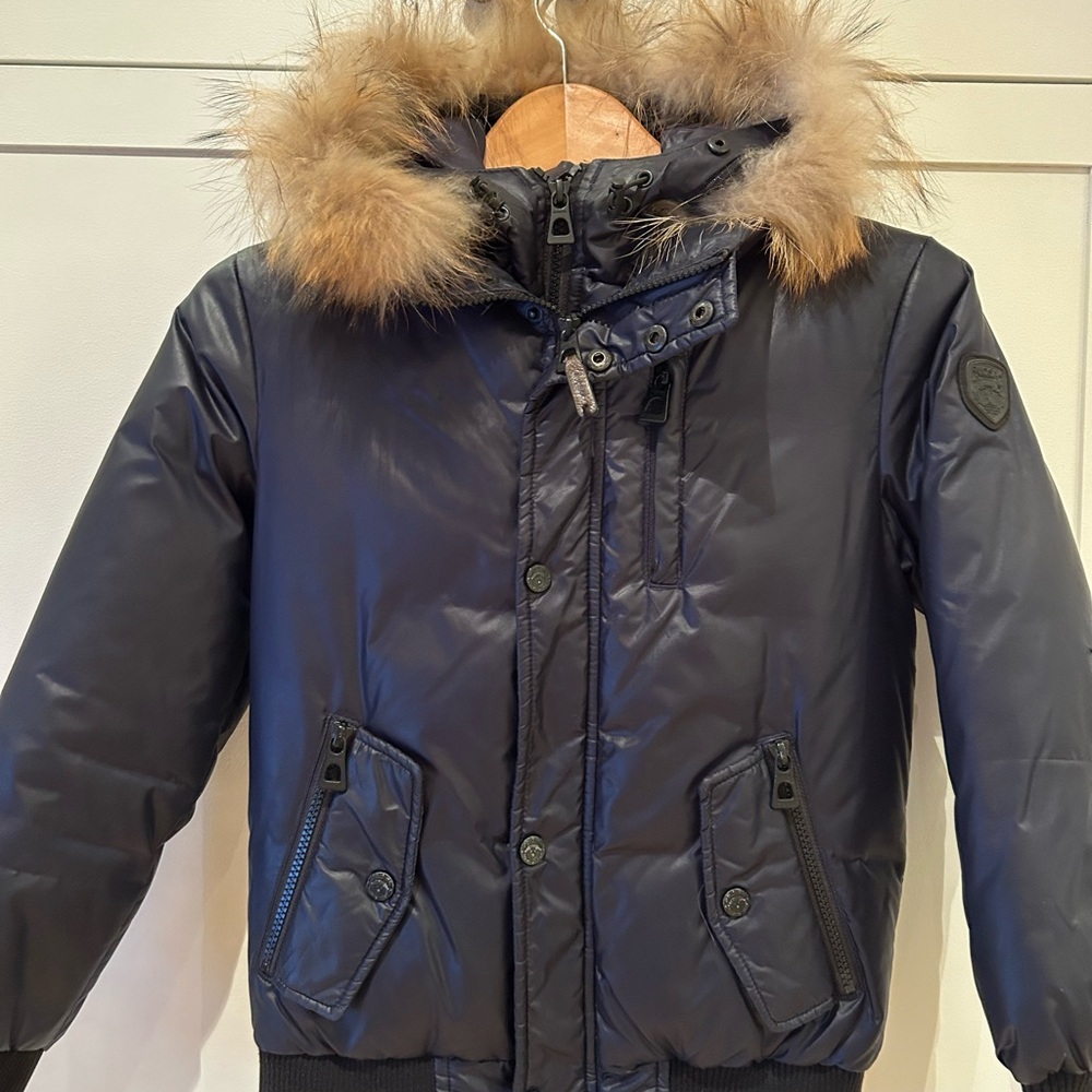 RUDSAK Navy bonber puffer winter jacket with detachable fur and hood
